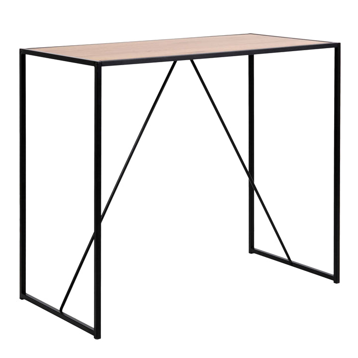 Seaford Black Metal Bar Table with Oak Top - TidySpaces