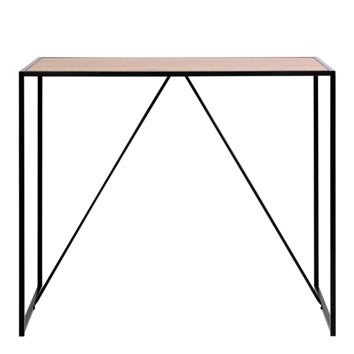 Seaford Black Metal Bar Table with Oak Top - TidySpaces