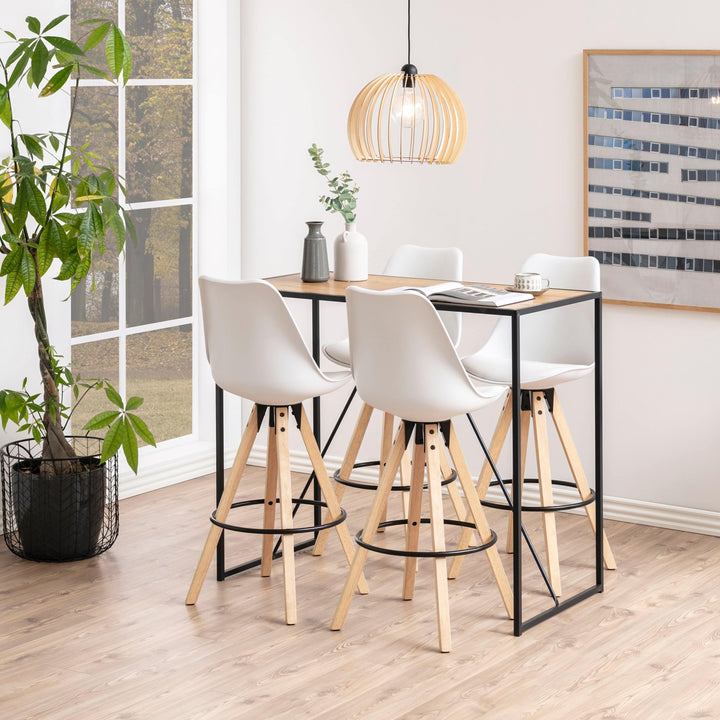 Seaford Black Metal Bar Table with Oak Top - TidySpaces