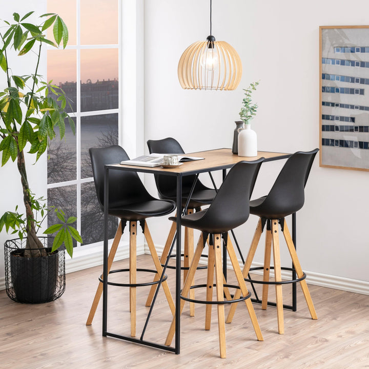 Seaford Black Metal Bar Table with Oak Top - TidySpaces