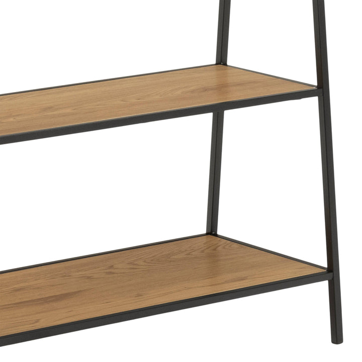 Seaford Black Metal Clothes Rack with 2 Oak Shelves - TidySpaces