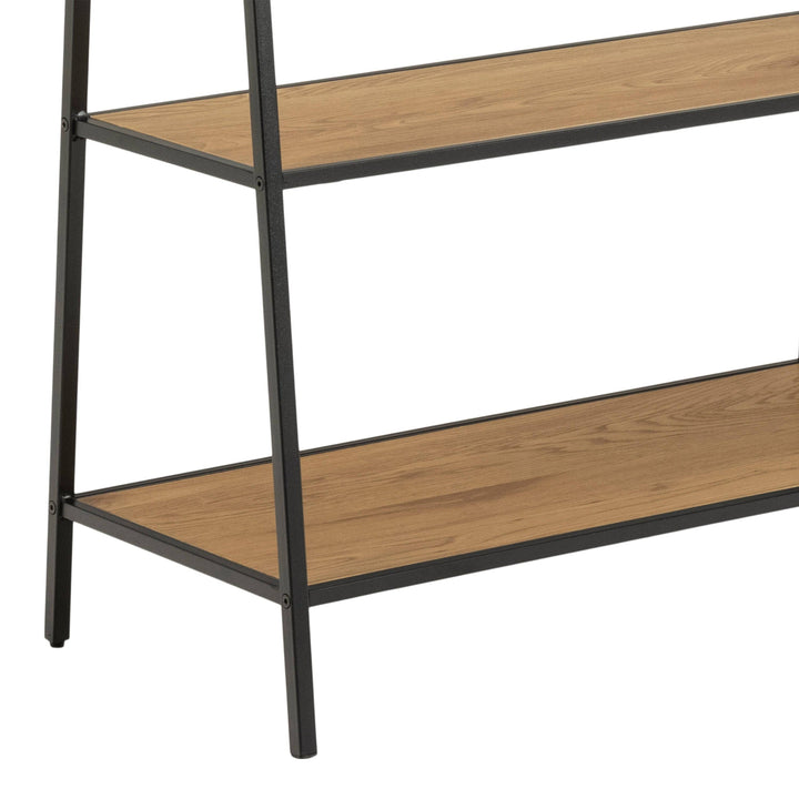 Seaford Black Metal Clothes Rack with 2 Oak Shelves - TidySpaces