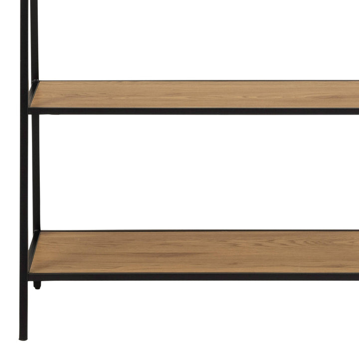 Seaford Black Metal Clothes Rack with 2 Oak Shelves - TidySpaces