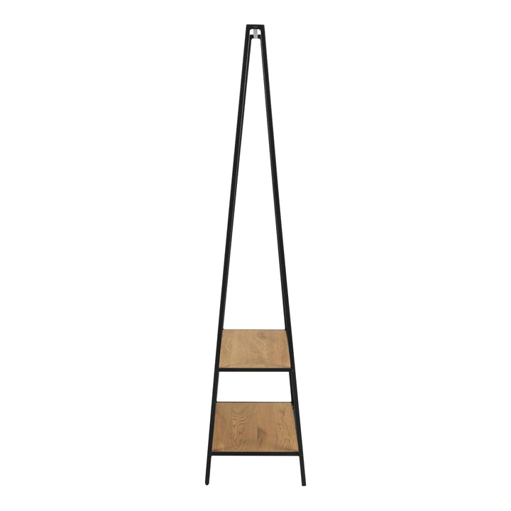 Seaford Black Metal Clothes Rack with 2 Oak Shelves - TidySpaces