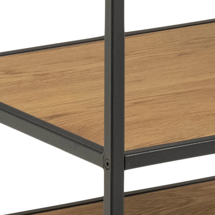 Seaford Black Metal Clothes Rack with 5 Oak Shelves - TidySpaces