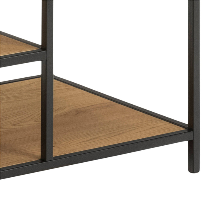Seaford Black Metal Clothes Rack with 5 Oak Shelves - TidySpaces