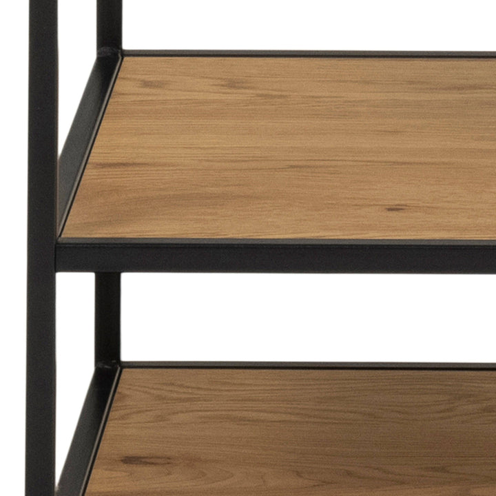 Seaford Black Metal Clothes Rack with 5 Oak Shelves - TidySpaces