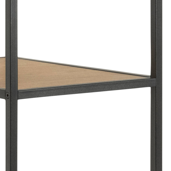 Seaford Black Metal Clothes Rack with 5 Oak Shelves - TidySpaces