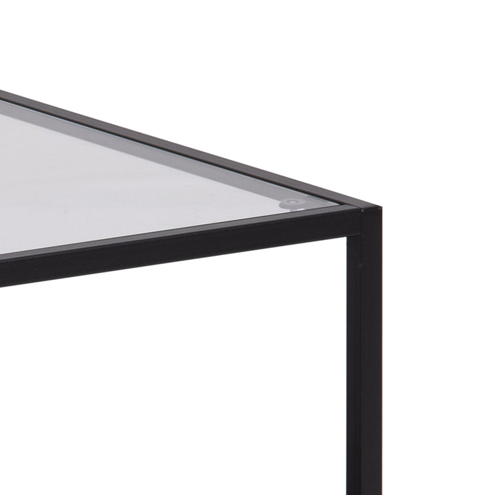 Seaford Black Metal Coffee Table Set with Glass Top - TidySpaces