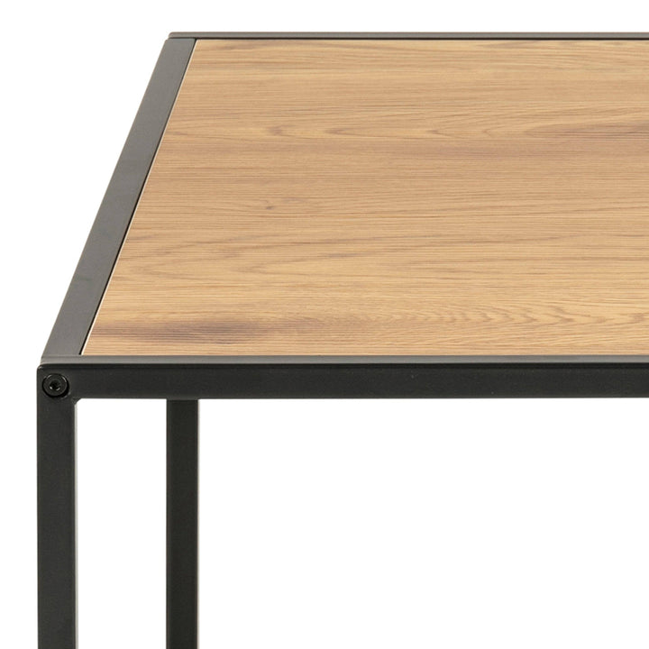 Seaford Black Metal Coffee Table with Oak Top - TidySpaces