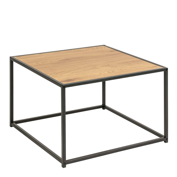 Seaford Black Metal Coffee Table with Oak Top - TidySpaces