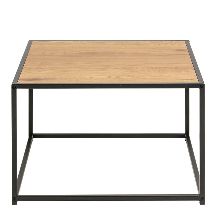 Seaford Black Metal Coffee Table with Oak Top - TidySpaces