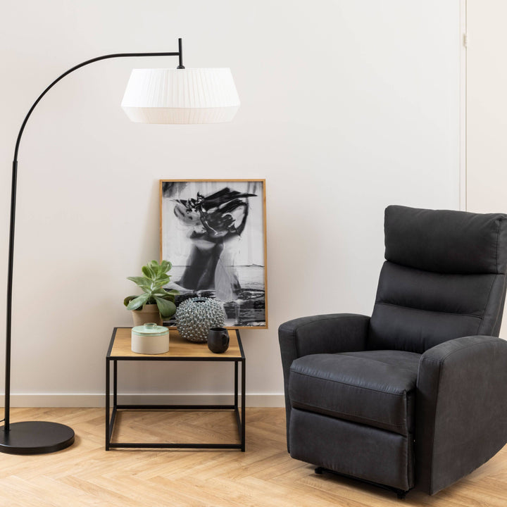 Seaford Black Metal Coffee Table with Oak Top - TidySpaces