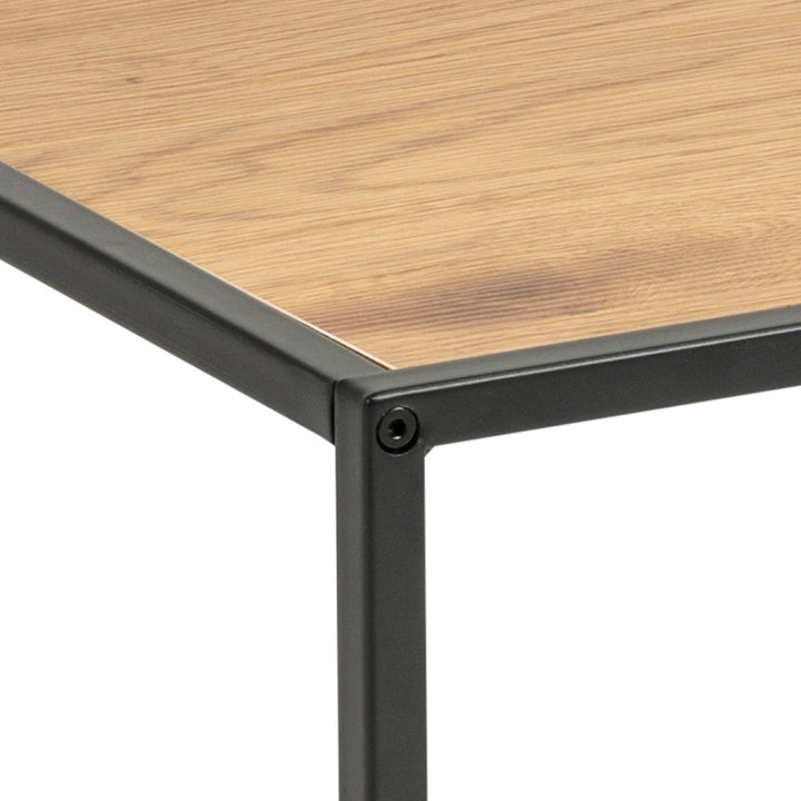 Seaford Black Metal Coffee Table with Oak Top - TidySpaces