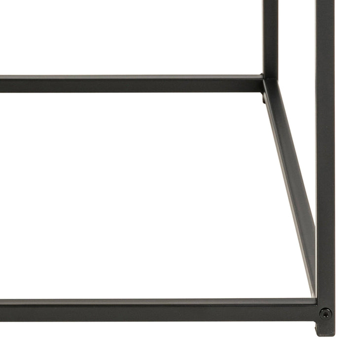 Seaford Black Metal Coffee Table with Oak Top - TidySpaces