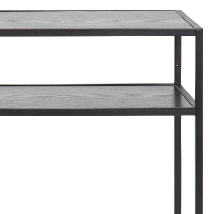 Seaford Black Metal Console Table With Black Top - TidySpaces