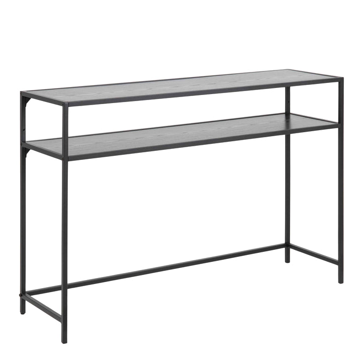 Seaford Black Metal Console Table With Black Top - TidySpaces