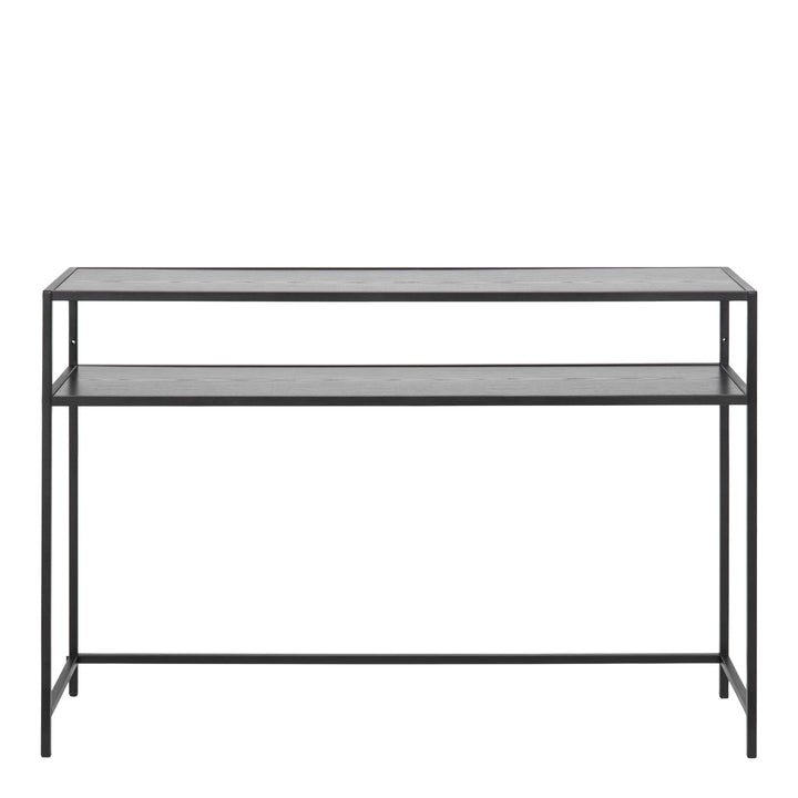 Seaford Black Metal Console Table With Black Top - TidySpaces