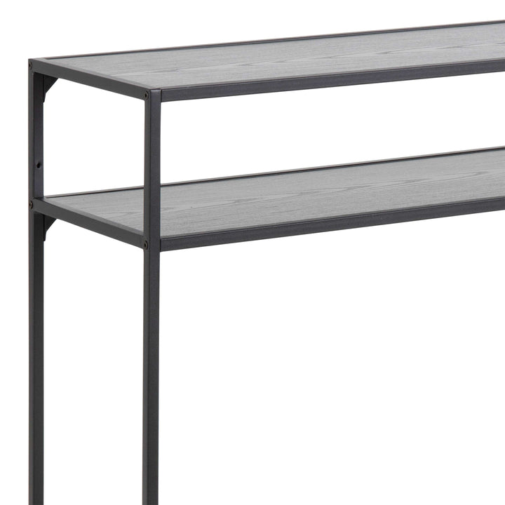 Seaford Black Metal Console Table With Black Top - TidySpaces