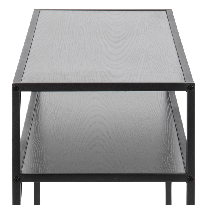 Seaford Black Metal Console Table With Black Top - TidySpaces
