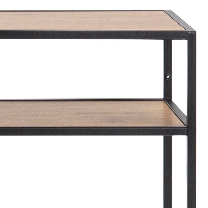 Seaford Black Metal Console Table With Oak Top - TidySpaces