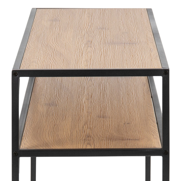 Seaford Black Metal Console Table With Oak Top - TidySpaces