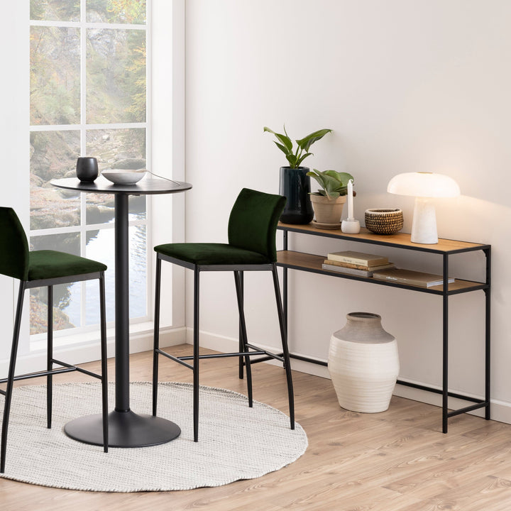 Seaford Black Metal Console Table With Oak Top - TidySpaces