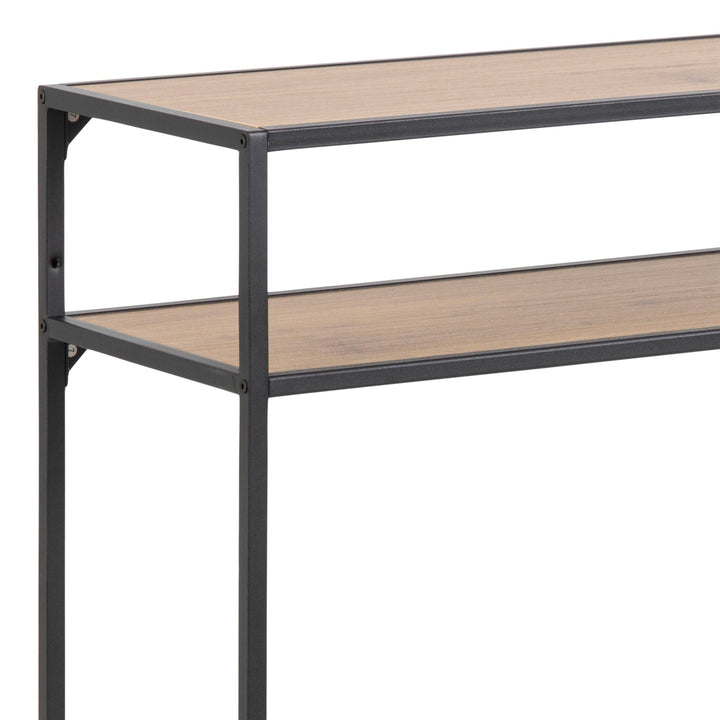 Seaford Black Metal Console Table With Oak Top - TidySpaces