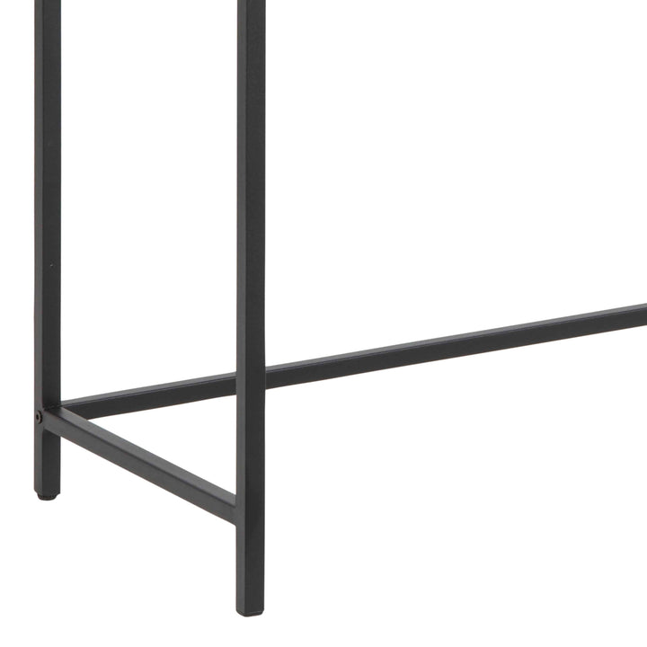Seaford Black Metal Console Table With Oak Top - TidySpaces