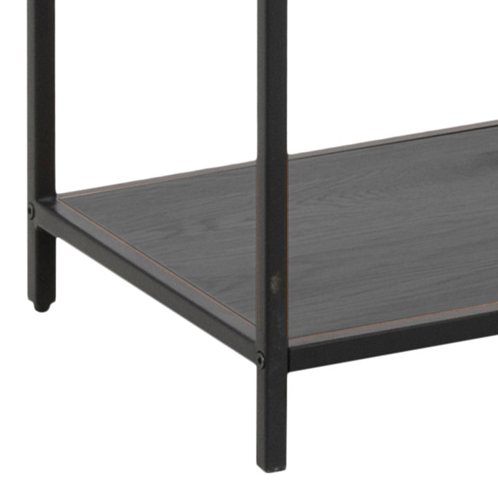 Seaford Black Metal Large Asymmetrical Bookcase with 5 Black Shelves - TidySpaces