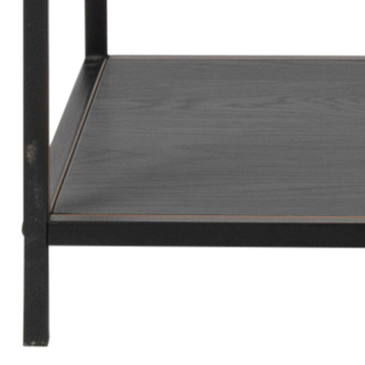 Seaford Black Metal Large Asymmetrical Bookcase with 5 Black Shelves - TidySpaces