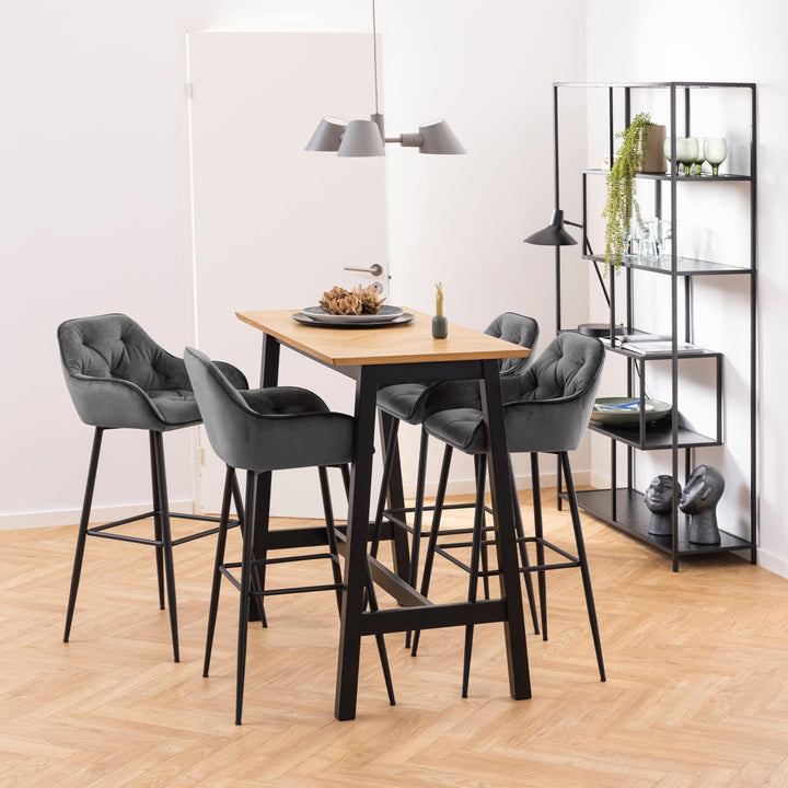 Seaford Black Metal Large Asymmetrical Bookcase with 5 Black Shelves - TidySpaces