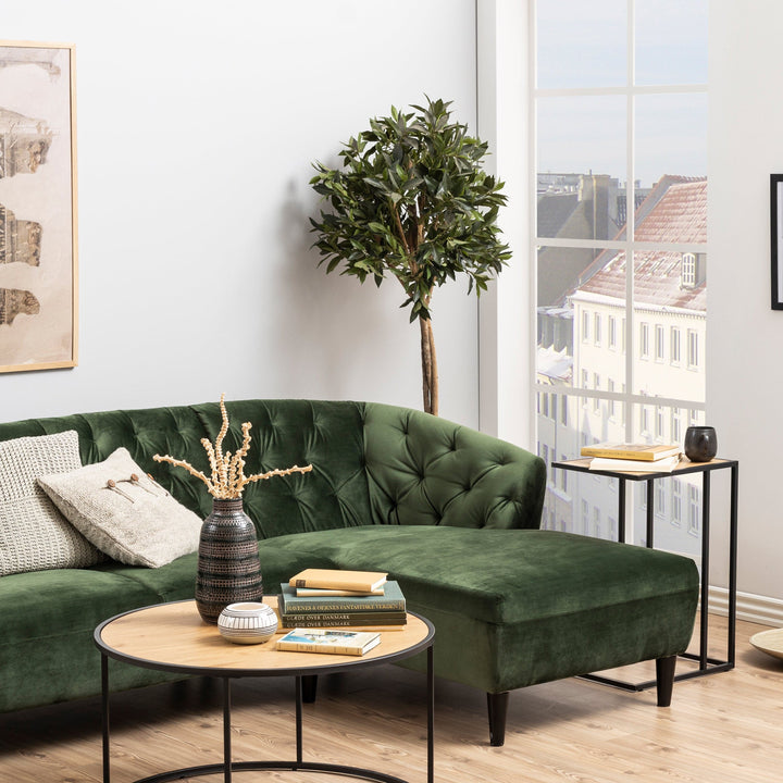 Seaford Black Metal Side Table with Oak Top - TidySpaces