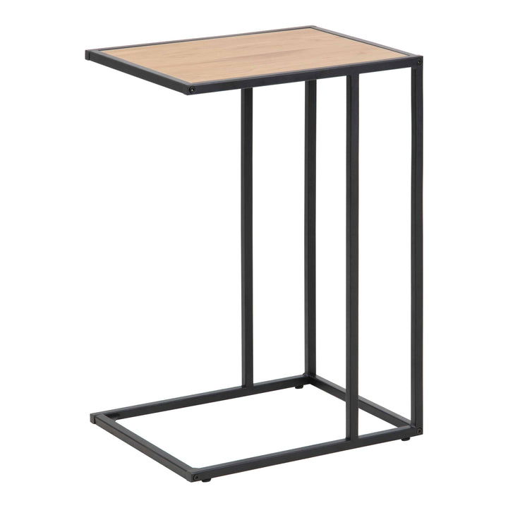 Seaford Black Metal Side Table with Oak Top - TidySpaces