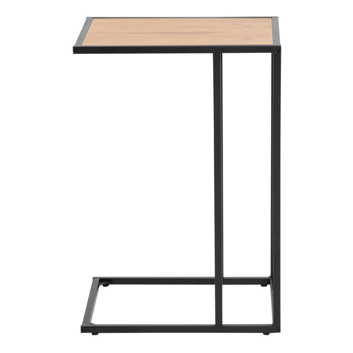 Seaford Black Metal Side Table with Oak Top - TidySpaces