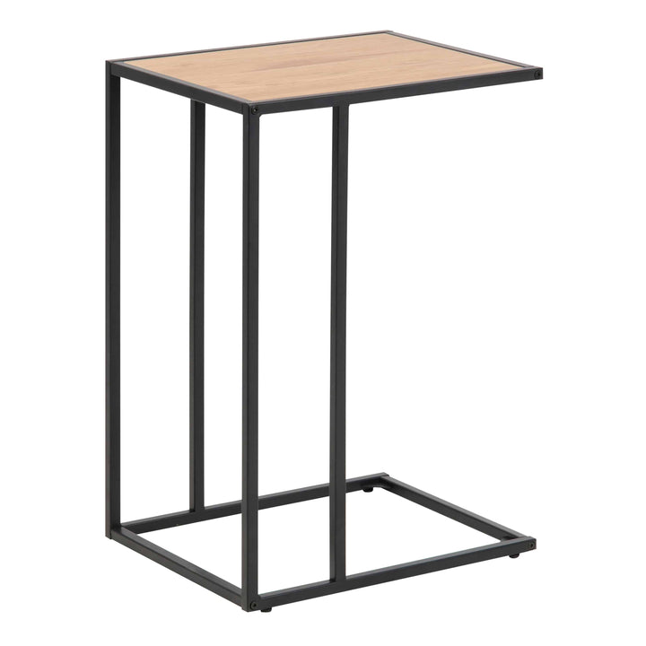 Seaford Black Metal Side Table with Oak Top - TidySpaces