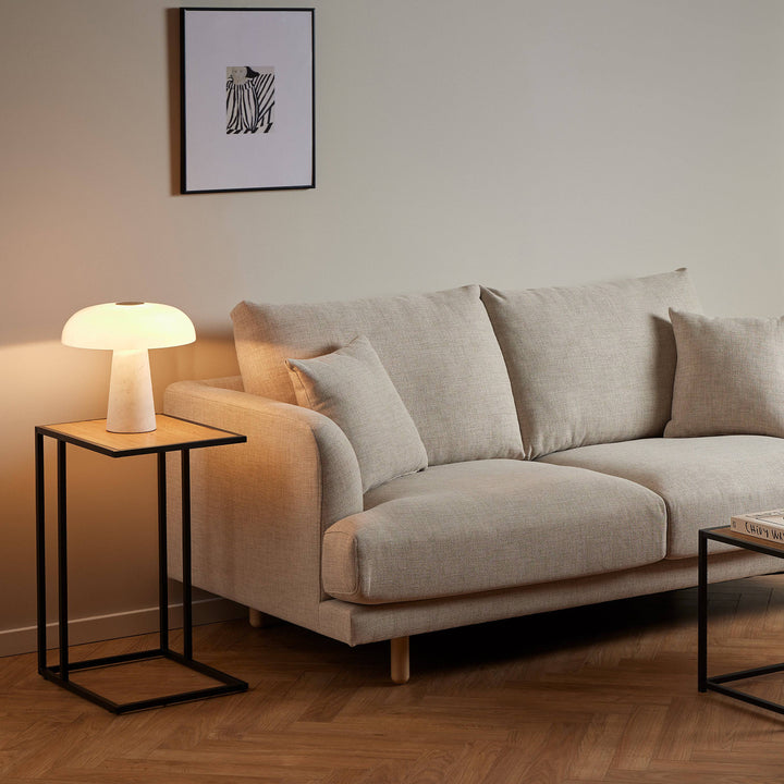 Seaford Black Metal Side Table with Oak Top - TidySpaces