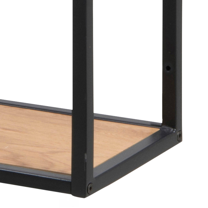 Seaford Black Metal Wide Wall Shelf with 3 Additional Oak Shelves - TidySpaces