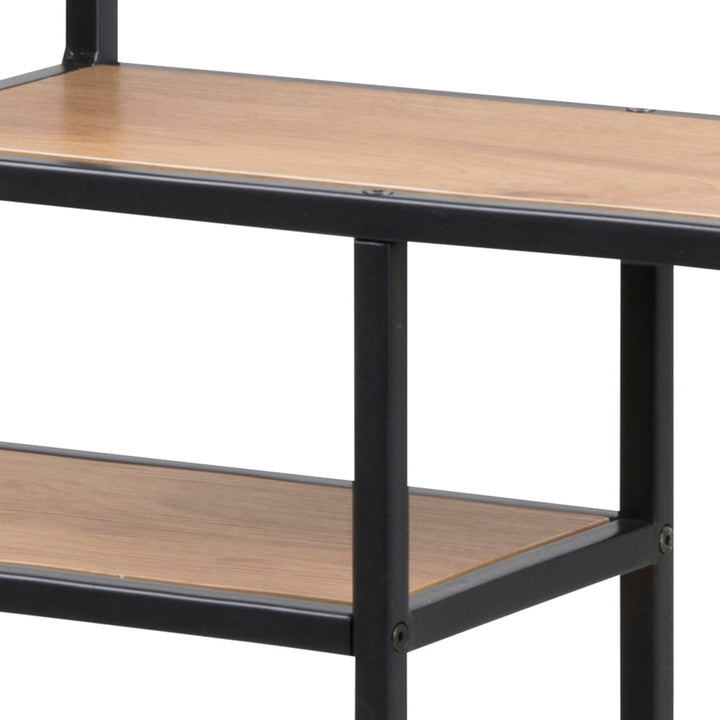 Seaford Black Metal Wide Wall Shelf with 3 Additional Oak Shelves - TidySpaces