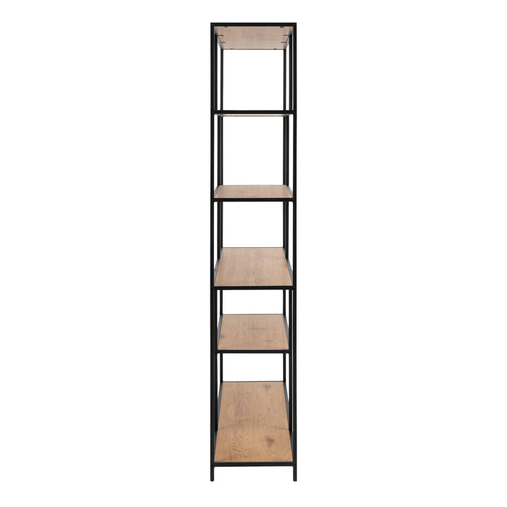 Seaford Bookcase with 1 Drawer and 5 Shelves in Black and Oak - TidySpaces