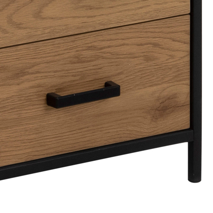 Seaford Bookcase with 2 Drawers and 3 Shelves in Black & Oak - TidySpaces