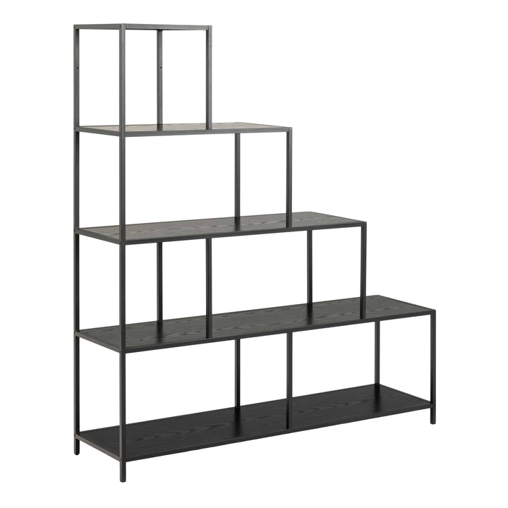 Seaford Bookcase with 4 Shelves in Black - TidySpaces