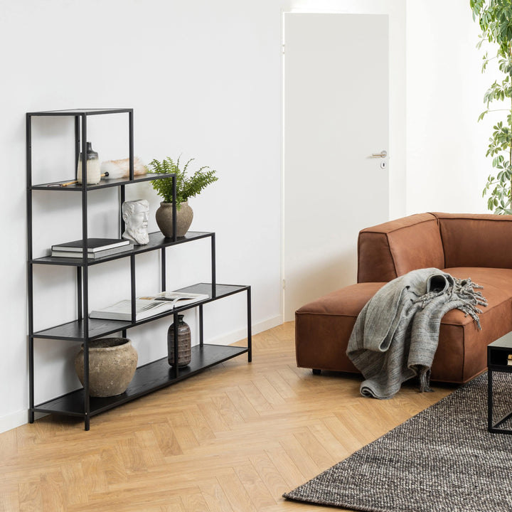 Seaford Bookcase with 4 Shelves in Black - TidySpaces