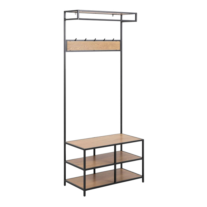 Seaford Clothes Rack with 3 Shelves in Black and Oak - TidySpaces