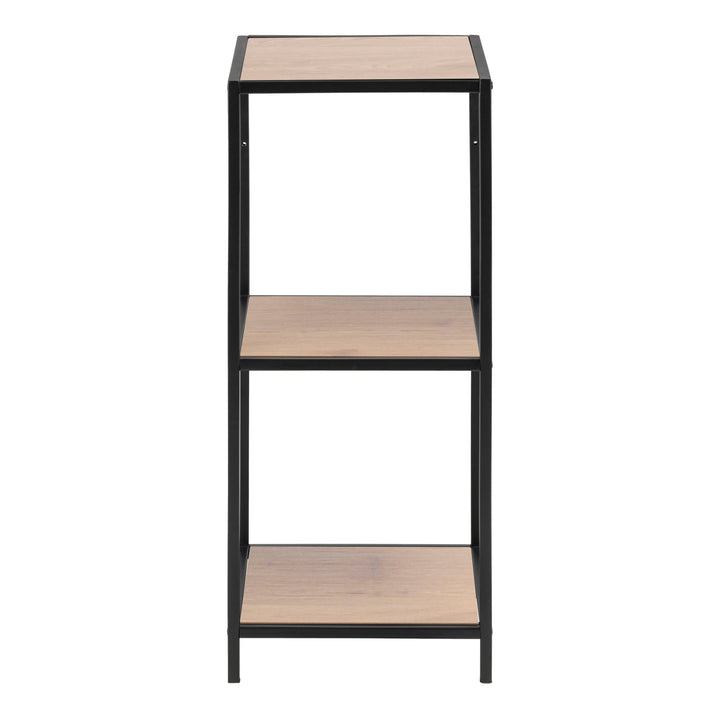 Seaford Narrow Black Metal Bookcase with 2 Oak Shelves - TidySpaces