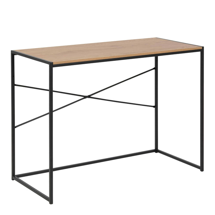 Seaford Office Desk in Black & Oak - TidySpaces