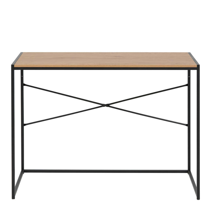 Seaford Office Desk in Black & Oak - TidySpaces