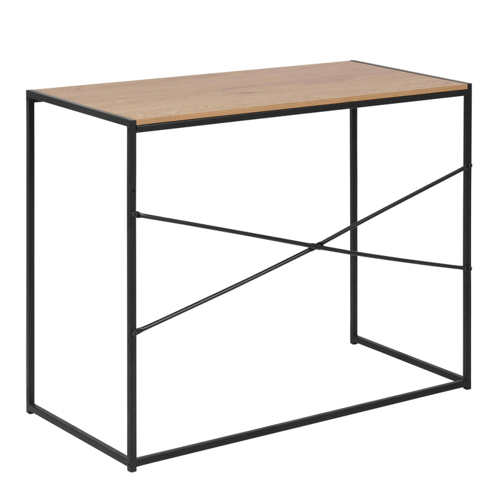 Seaford Office Desk in Black & Oak - TidySpaces