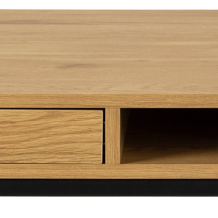 Seaford Office Desk with 1 Drawer in Black and Oak - TidySpaces