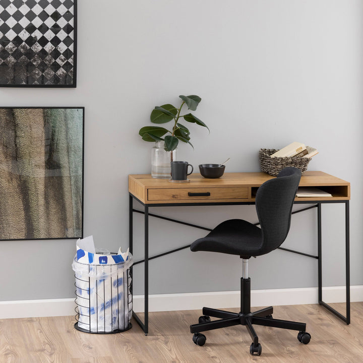Seaford Office Desk with 1 Drawer in Oak - TidySpaces
